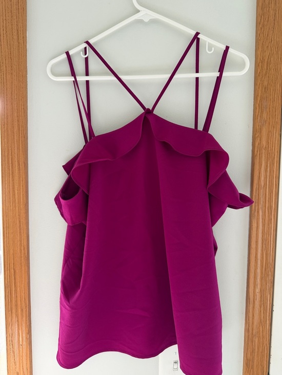 Tops - Women’s Ruffle Cold-Shoulder Cami Top - Magenta